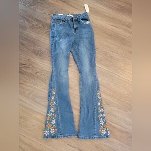 Harper Heritage Floral Embroidered Flare Jeans